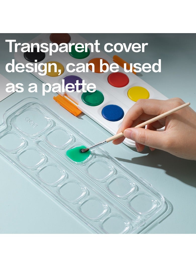 Deli مجموعة ألوان مائية دلي EC10-12 COLOR EMOTION، 12 لون، كعكات طلاء 28 مم، تشمل فرشاة مجانية - Image 5