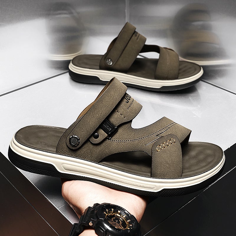 Genuine Leather Sandals Men'S Summer Outer Wear Dad Dual-Use Casual Boys Wear-Resistant Sports Beach Slippers - Image 4