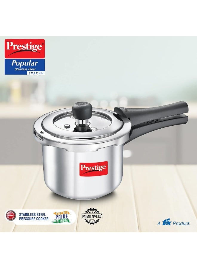 Prestige طباخ ضغط بغطاء خارجي من الفولاذ المقاوم للصدأ من بريستيج سفاكش، 1.5 لتر (فضي) - Image 2
