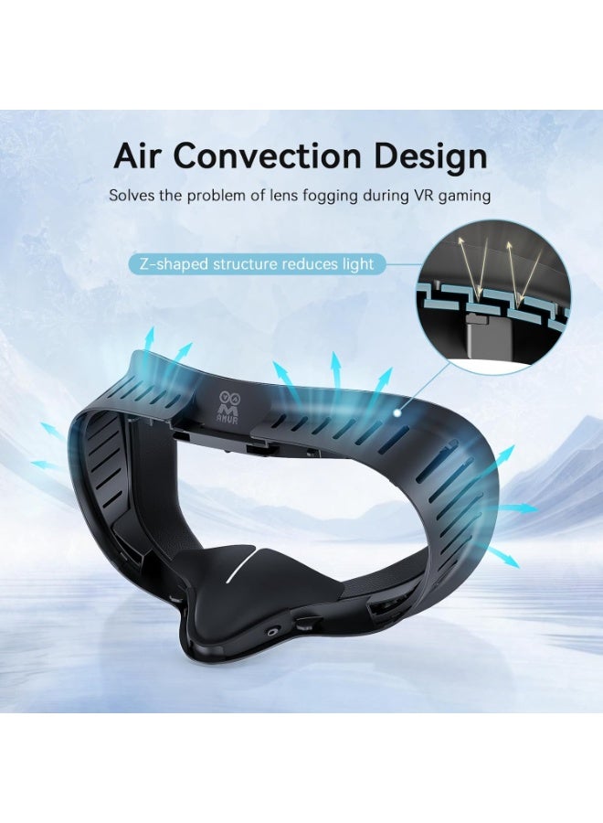 اي ام في ار غطاء وسادة الوجه المتوافق مع Meta/Oculus Quest 3S، وسادة PU مريحة وخيط الحرير المبرد، غير متوافق مع Q3 (FC5 التهوية الكاملة) - Image 3