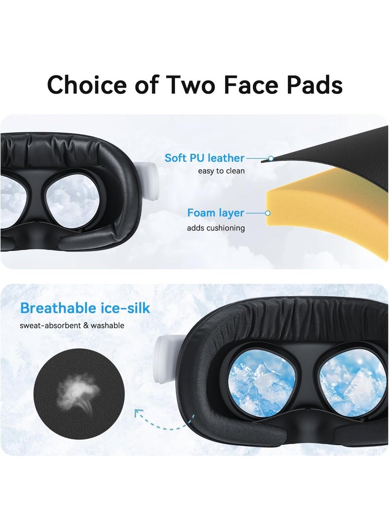 اي ام في ار غطاء وسادة الوجه المتوافق مع Meta/Oculus Quest 3S، وسادة PU مريحة وخيط الحرير المبرد، غير متوافق مع Q3 (FC5 التهوية الكاملة) - Image 5