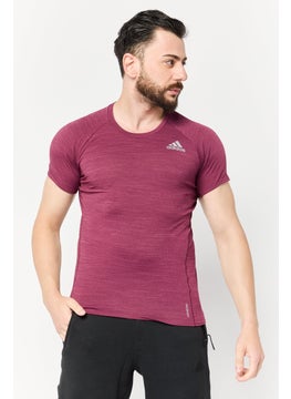 Adidas Men Sportswear Fit Short Sleeve Outdoor T Shirt, Maroon  - Image 1