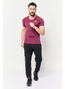 Adidas Men Sportswear Fit Short Sleeve Outdoor T Shirt, Maroon  - Image 2