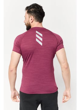 Adidas Men Sportswear Fit Short Sleeve Outdoor T Shirt, Maroon  - Image 4
