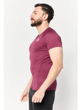 Adidas Men Sportswear Fit Short Sleeve Outdoor T Shirt, Maroon  - Image 3