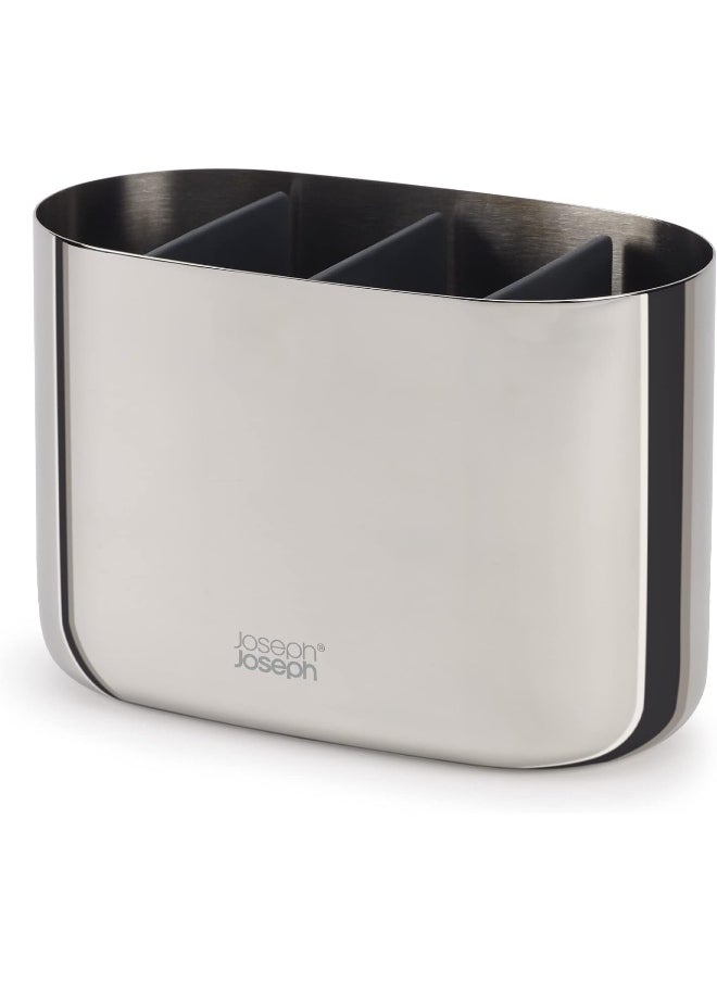 Joseph Joseph EasyStore  Luxe Stainlesssteel Toothbrush Holder Caddy Bathroom Storage, Large Steel  - Image 2