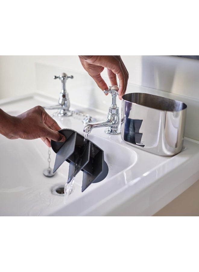Joseph Joseph EasyStore  Luxe Stainlesssteel Toothbrush Holder Caddy Bathroom Storage, Large Steel  - Image 3