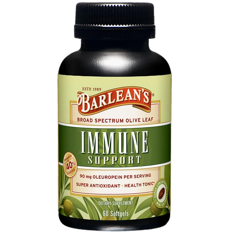 Barleans Olive Leaf Complex Softgels Immune Support Supplement with 90 mg Oleuropein Antioxidants Concentrated Heart Health and Immunity Booster Pills 60 Count