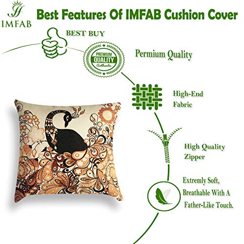 IM FAB Decorative Hand Made Jute 200TC Throw/Pillow Cushion Covers (16 X 16 Inches, Multicolour) - Set of 5 - Image 4