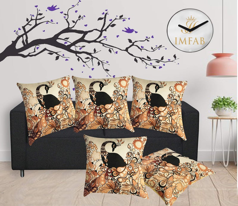 IM FAB Decorative Hand Made Jute 200TC Throw/Pillow Cushion Covers (16 X 16 Inches, Multicolour) - Set of 5 - Image 1