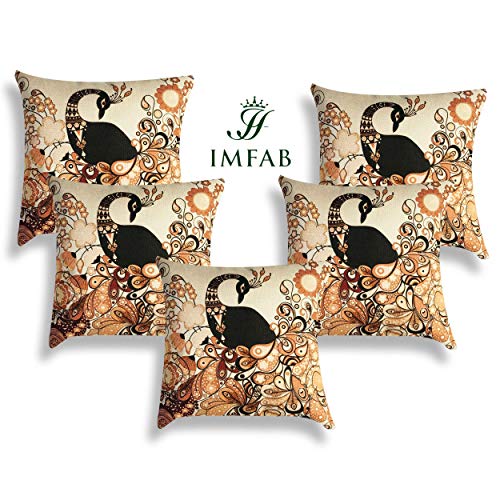 IM FAB Decorative Hand Made Jute 200TC Throw/Pillow Cushion Covers (16 X 16 Inches, Multicolour) - Set of 5 - Image 2