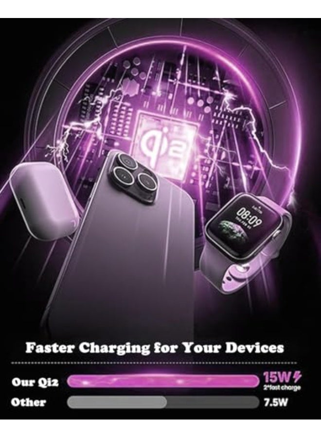 Luckam محطة شحن لاسلكية 3 في 1، محول USB-C بقوة 30 واط، شاحن مغناطيسي لجهاز iPhone 16/15/14 Pro Max، ساعة IWatch Series 10/9 وسماعات AirPods 4/3 Pro، قاعدة شحن سريعة، سوداء - Image 4