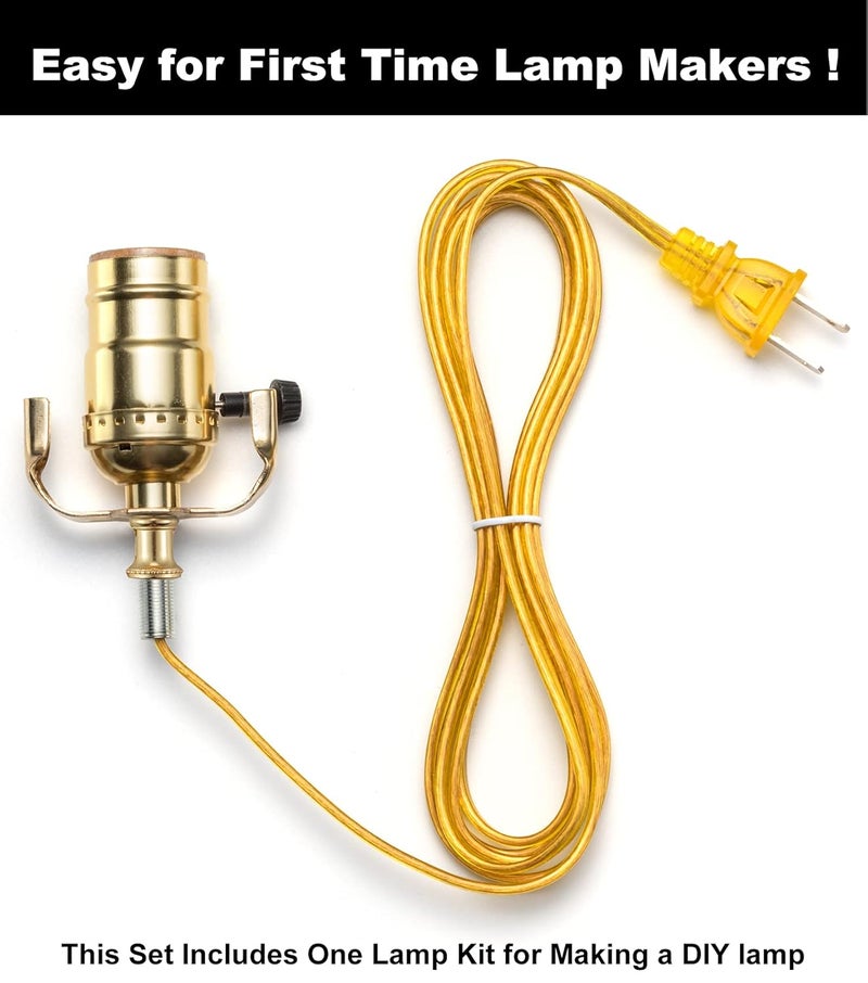 Qc Lamp Rewire Kit, Lamp Kits for Do It Yourself, Lamp Repair Kit with 3-Way Lamp Socket and Essential Hardware, 12 Ft Lamp Cord Replacement, Lamp Rewiring Kit for Table Lamps and Floor Lamps (Gold) - Image 3