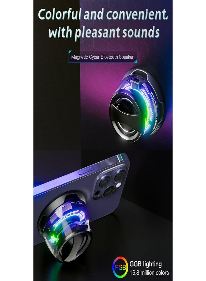 Hounyoln Magnetic Bluetooth Speaker,Multifunctional Portable G200 Speaker with Multi RGB Color Light Show-3D Surround Sound Effect,Phone Stand for iPhone, Android, TWS Pairing (Black) - Image 5