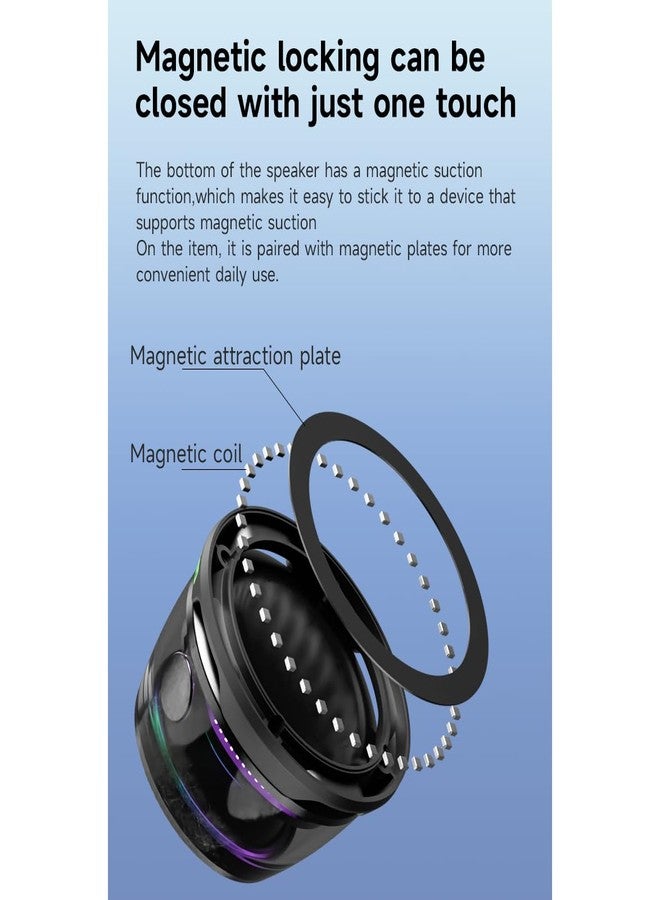 Hounyoln Magnetic Bluetooth Speaker,Multifunctional Portable G200 Speaker with Multi RGB Color Light Show-3D Surround Sound Effect,Phone Stand for iPhone, Android, TWS Pairing (Black) - Image 3