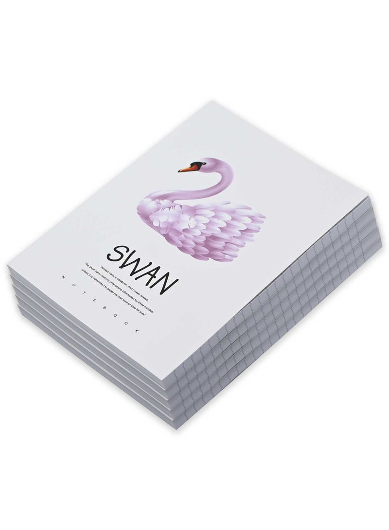 FIS Pack Of 5 Soft Cover Notebook, 96 Sheets A5 Swan Design 1 -FSNBSCA596-SWA1 - Image 3