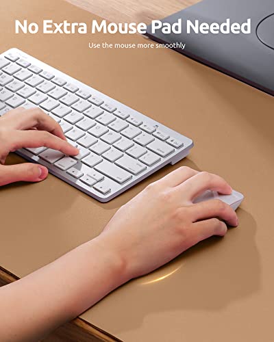 YSAGi Leather Desk Pad Protector, Office Mat, Large Mouse Pad, Non-Slip PU Blotter, Laptop Waterproof Writing for and Home (23.6" x 13.8", Khaki) - Image 3