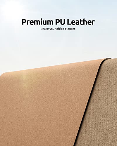 YSAGi Leather Desk Pad Protector, Office Mat, Large Mouse Pad, Non-Slip PU Blotter, Laptop Waterproof Writing for and Home (23.6" x 13.8", Khaki) - Image 2