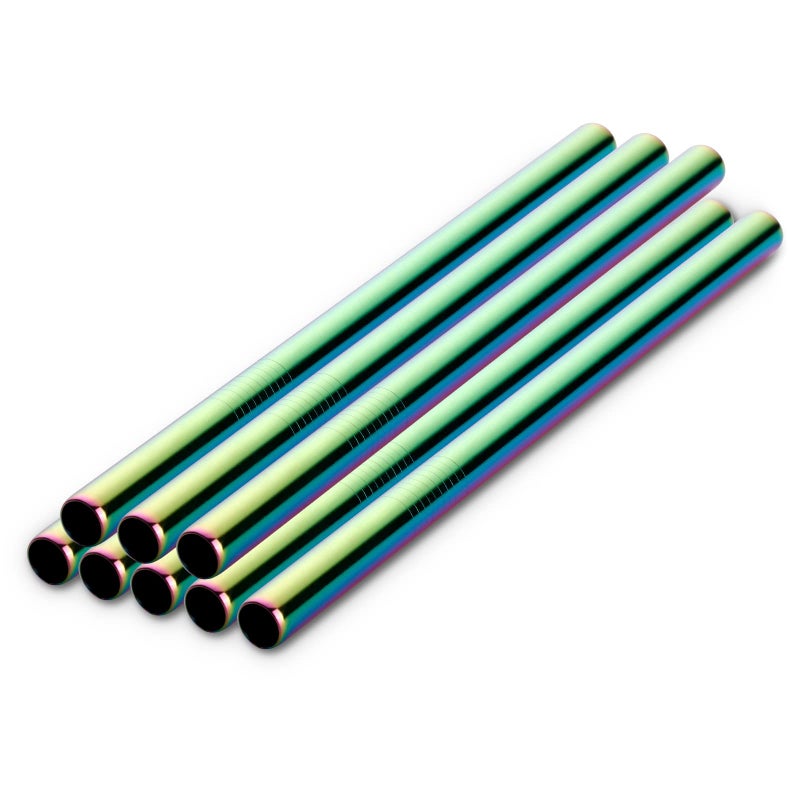 Kitiok Reuseable Boba Metal Straws 8-Piece Stainless Steel Wide Jumbo Metal Drinking Straws for Smoothie Beverages Boba Tea Milkshake Rainbow - Image 1