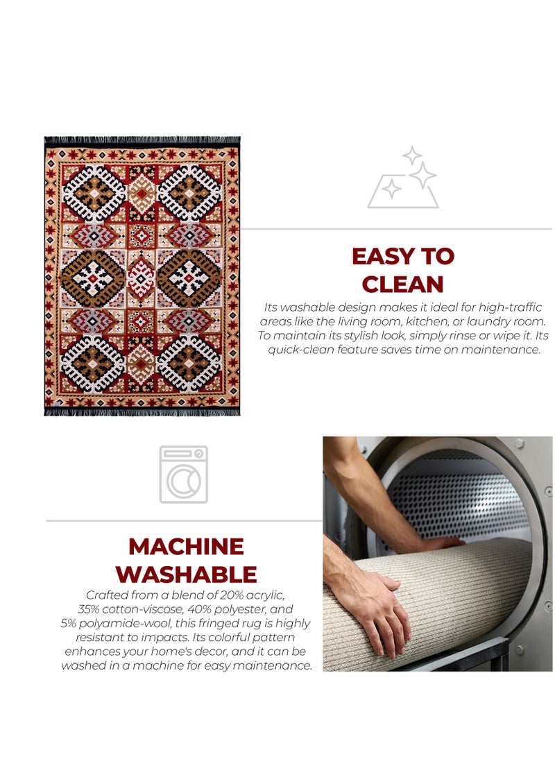 BiggHome Area Rug 80x150cm, Made in Turkey, Indoor Area Rug, Carpet for Home, Machine Washable, Durable, Ethnic-Inspired Pattern for Living Room - SA25EU - Image 5