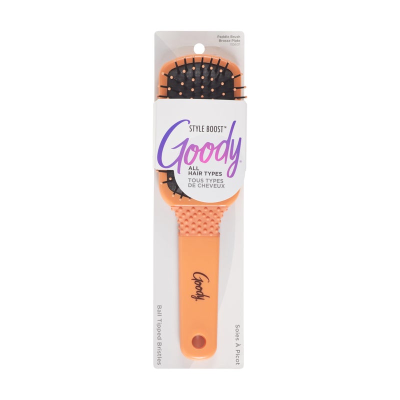 Goody Style Boost Mini Paddle Brush, Cushion Detangler Brush with Flexible Bristles, Use as a Detangling Brush or Styling Brush, Hair Brush to Tackle Tangles, Knots & Reduce Frizz, Coral - Image 1