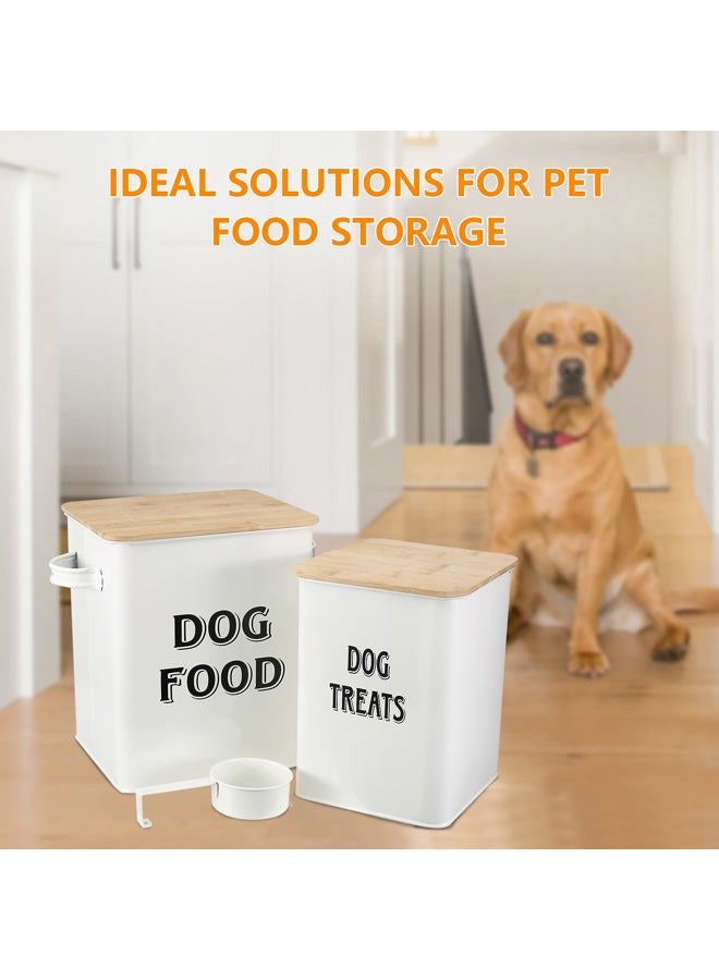 Morezi Dog Food Storage Container Farmhouse Pet Food Treats Bin with Lid and Scoop, Perfect Sturdy Canister Tins for Kitchen Countertop, Shelf, Great Gift for Pet Owners - Dog Food White - Image 5