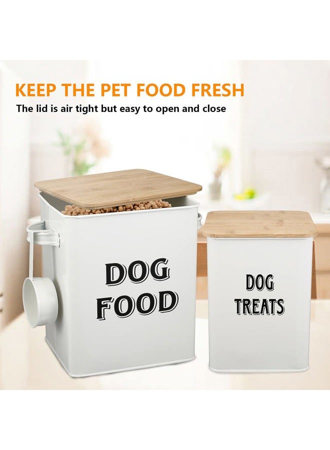 Morezi Dog Food Storage Container Farmhouse Pet Food Treats Bin with Lid and Scoop, Perfect Sturdy Canister Tins for Kitchen Countertop, Shelf, Great Gift for Pet Owners - Dog Food White - Image 3