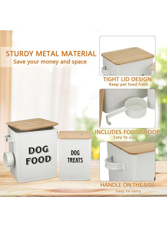Morezi Dog Food Storage Container Farmhouse Pet Food Treats Bin with Lid and Scoop, Perfect Sturdy Canister Tins for Kitchen Countertop, Shelf, Great Gift for Pet Owners - Dog Food White - Image 4