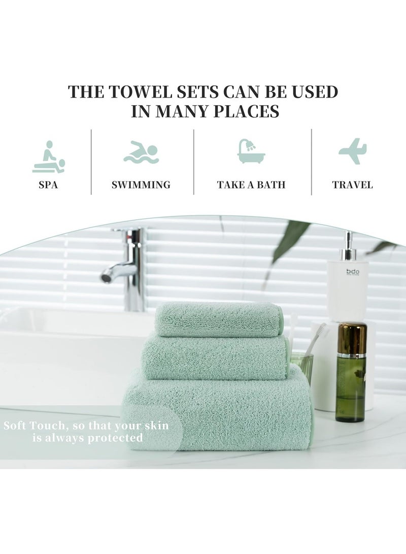 3 Pack Quick Dry Lint Free Microfiber Bath Towel Set, Sea Green - Image 4