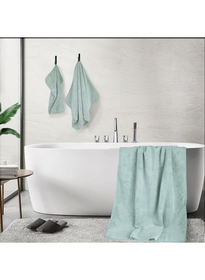 3 Pack Quick Dry Lint Free Microfiber Bath Towel Set, Sea Green - Image 5