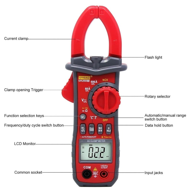Digital Clamp Meter Multimeter UA2008 Series DC/AC Voltage Current Capacitance Resistance Electrical Maintenance Tester(UA2008C) - Image 5