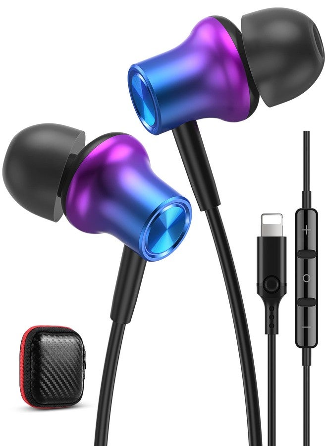 iMangoo Design for Apple Headphones MFi Magnetic Wired Earbuds HiFi Stereo Bass Headset Lightning Earphones with Microphone Volume Control for iPhone 14 Plus 13 Pro Max 12 Mini 11 10 XS XR Purple - Image 1