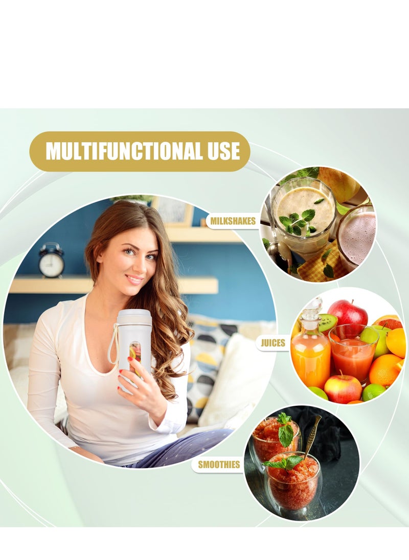 Joshberg Portable Electric Juicer Blender Mini Fruit Mixers Multifunction Juice Maker Ice Crusher with Stainless Steel Blades 350ml  - Image 5