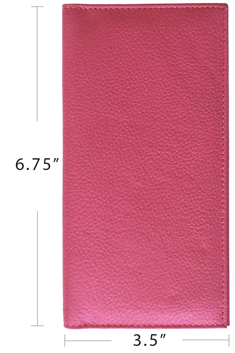 123 Cheap Checks Hot Pink Basic Genuine Leather Checkbook Cover For Men & Women - Image 4