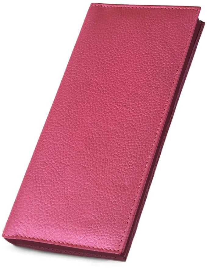 123 Cheap Checks Hot Pink Basic Genuine Leather Checkbook Cover For Men & Women - Image 1