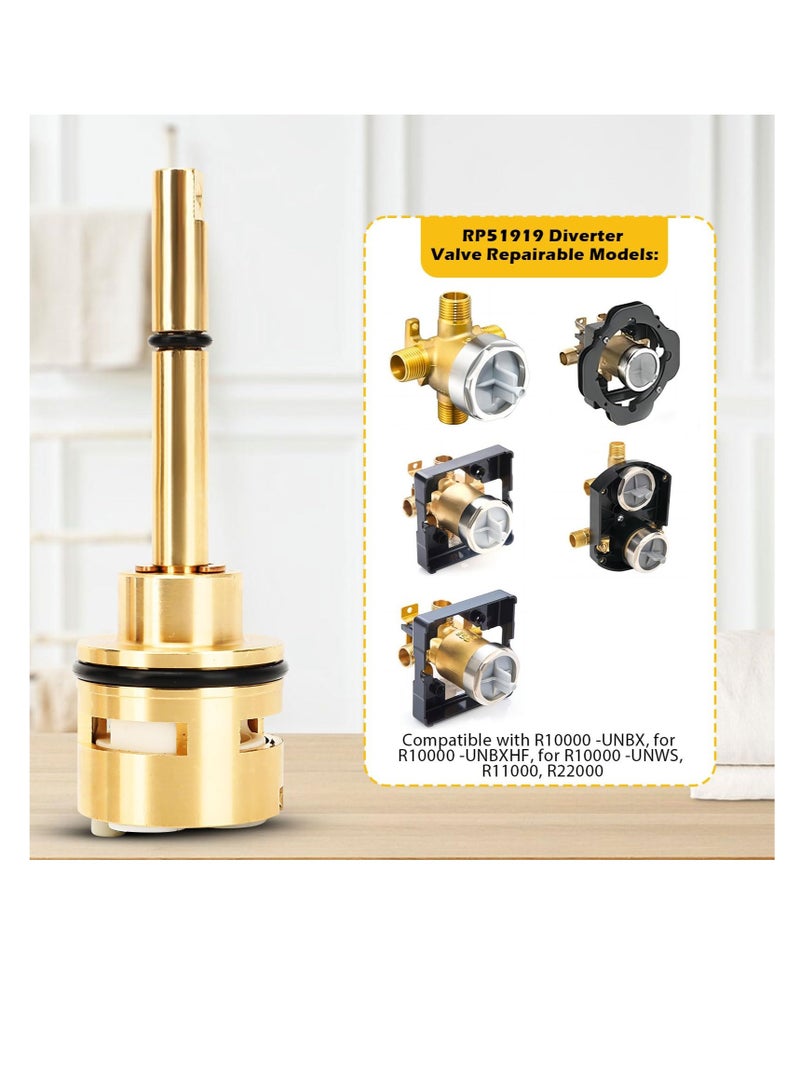 Excefore RP51919 6 Setting Diverter Cartridge, RP51919 6 Setting Diverter Cartridge Replacement, for RP51919 Shower Cartridge, Easy to install, Brass Construction, No More Leakage - Image 3