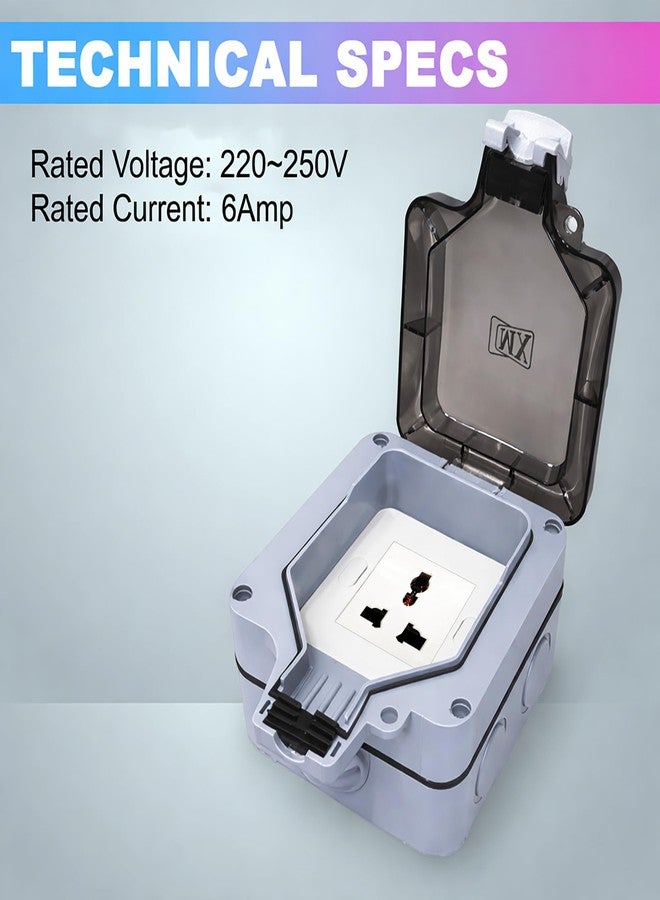 MX Outdoor Waterproof Outlet Box with 10m Extension Cord, IP66 Weatherproof Single 13A 250V Universal Socket, Lockable Cover, Wall-Mount Power Extension for Garden, Patio, Balcony - Image 3