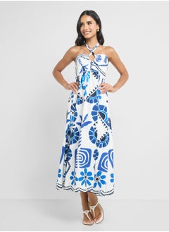 Ginger Halter Neck Floral Print Maxi Dress  - Image 4