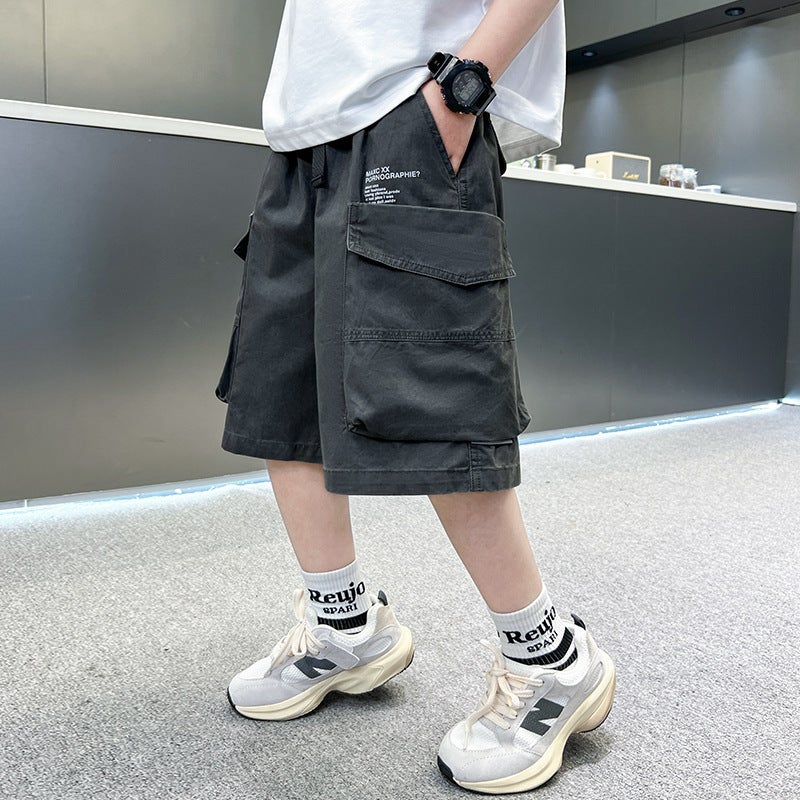 Boys' Summer Thin Shorts 2025 New Children's Summer Pants for Older Boys Street Style Cargo Shorts - Image 1
