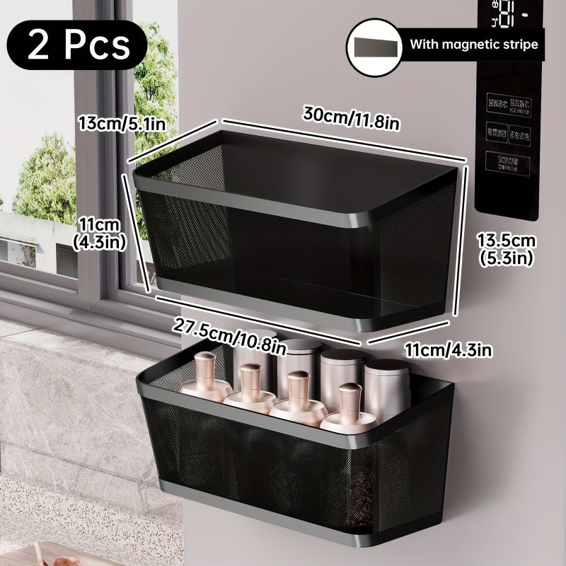 2pcs Black Magnetic Spice Rack for Fridge - Image 3