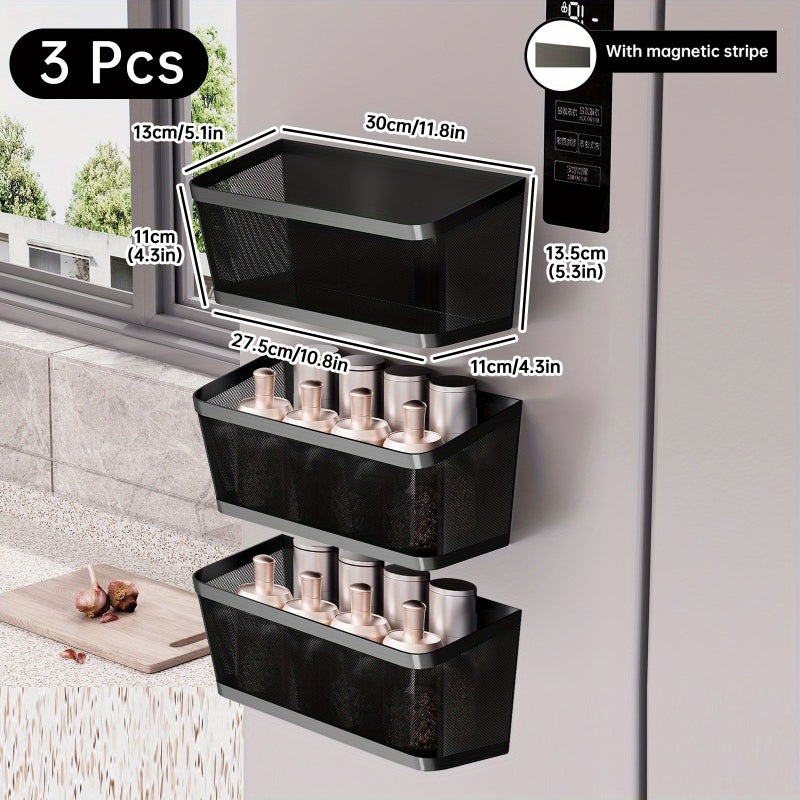 2pcs Black Magnetic Spice Rack for Fridge - Image 4