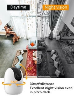 IMOU Ranger 2 Indoor WiFi 2K Live Cam, 8x Digital Zoom, Motorized Pan and Tilt with 360° Coverage View, Accurate Human and Pet Detection, Smart Night Vision (Up to 10m), Privacy Mode, Smart Tracking, Two-Way Talk, MicroSD Slot (up to 256 GB)  - Image 5