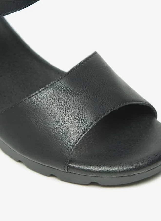 Le Confort Women Solid Wedge Heel Sandals with Hook and Loop Closure