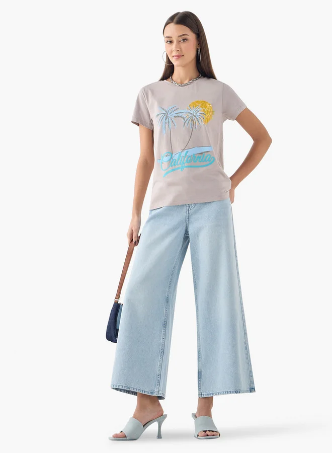 سبلاش فيڤ تيشيرت بياقة مستديرة مزين بأكمام قصيرة