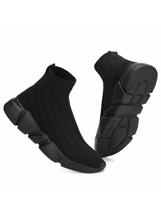 Casbeam Women's Running Knit Comfortable Lightweight Breathable Casual Sports Shoes Fashion Sneakers Slip-On Walking Shoes All Black Size 7 - Image 1