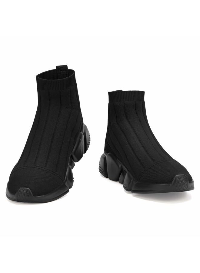 Casbeam Women's Running Knit Comfortable Lightweight Breathable Casual Sports Shoes Fashion Sneakers Slip-On Walking Shoes All Black Size 7 - Image 2