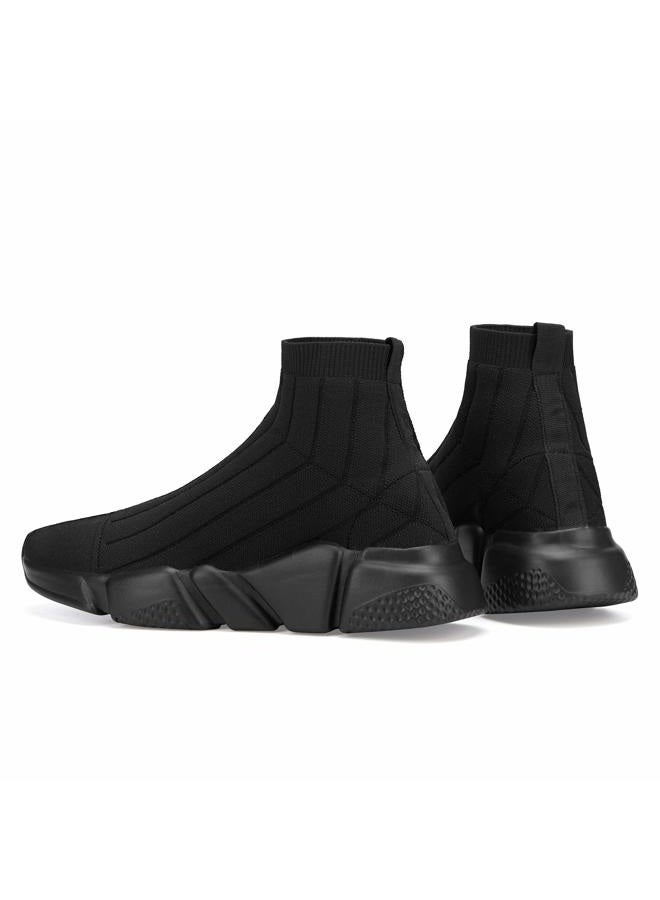 Casbeam Women's Running Knit Comfortable Lightweight Breathable Casual Sports Shoes Fashion Sneakers Slip-On Walking Shoes All Black Size 7 - Image 5