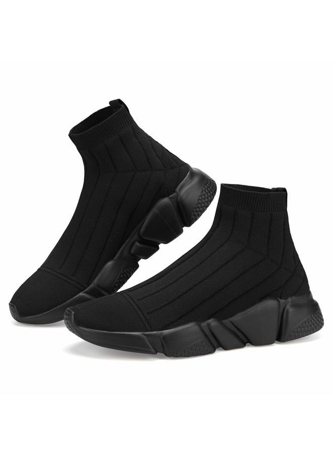 Casbeam Women's Running Knit Comfortable Lightweight Breathable Casual Sports Shoes Fashion Sneakers Slip-On Walking Shoes All Black Size 7 - Image 4