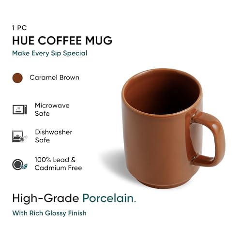 Shay Ceramic Mug, 1 Pc, Brown, 300ml | Glossy Finish | Ceramic Coffee Cup | Porcelain | Microwave Safe (Rise Mug - 1Pc - Brown) - Image 3
