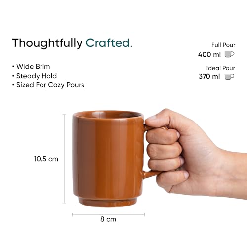 Shay Ceramic Mug, 1 Pc, Brown, 300ml | Glossy Finish | Ceramic Coffee Cup | Porcelain | Microwave Safe (Rise Mug - 1Pc - Brown) - Image 4